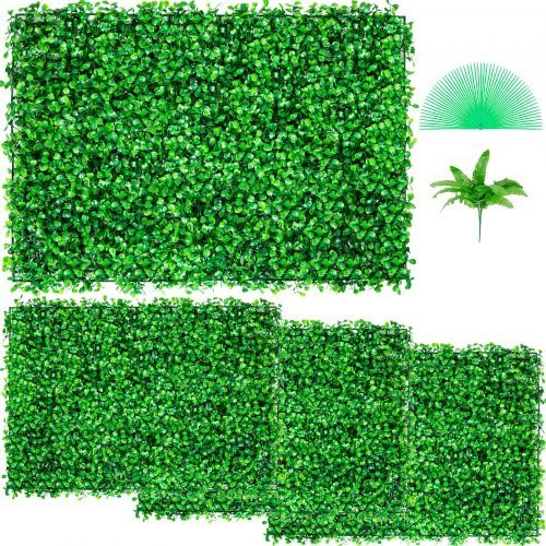 VEVOR Künstliche Buchsbaumplatten als Sichtschutzhecke in Grün, 4 Stück, Material: PE, B/H: 60 x 40 cm - Bild 1