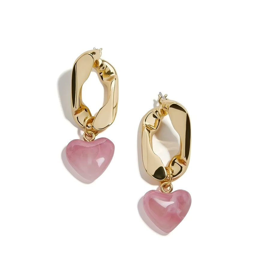 Erpels Ohrringe, Acryl, Herz, Rosa, Gold, Damen - Bild 2