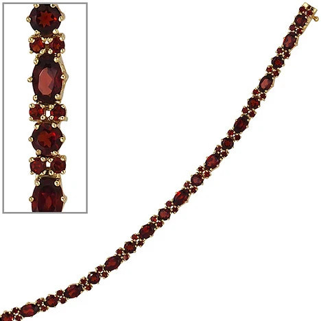 Colfem Armband, 333 Gelbgold, Granat, rot, 19 cm - Bild 1