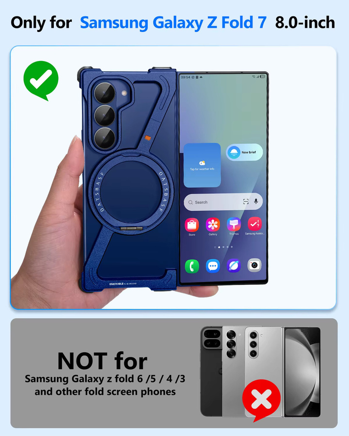 Eary Z-Form Schutzhülle für Samsung Galaxy Z Fold 7 in Blau mit 360 Grad drehbarem magnetischem Metallständer und Rahmenloser Fallschutz-Abdeckung - Bild 1