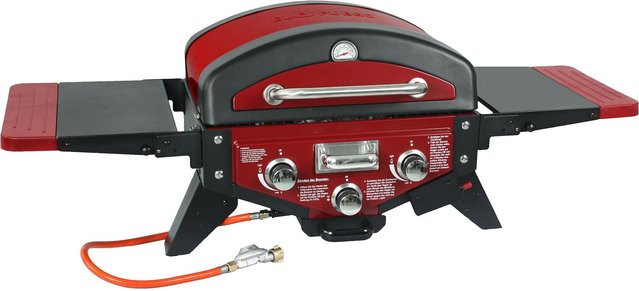 El Fuego Medison Tischgasgrill Smoker mit 2 Brennern in Rot - Bild 1