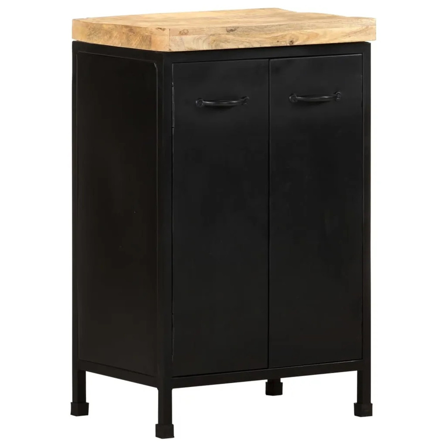 vidaXL Sideboard aus Mangoholz und Eisen im Industriestil, Farbe: Braun/Schwarz, B/T/H: 47 x 35 x 76 cm - Bild 2