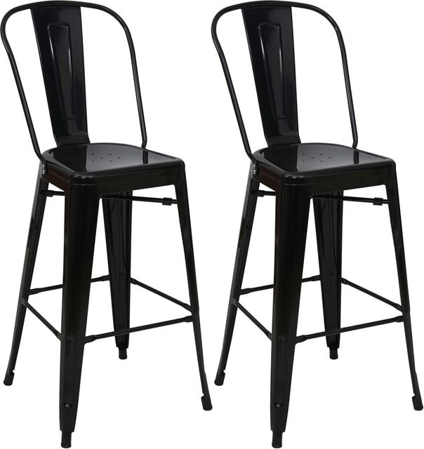 PROREGAL 2er-Set Barhocker im Industrial-Design aus Metall, Schwarz, Sitzhöhe: 77 cm - Bild 1