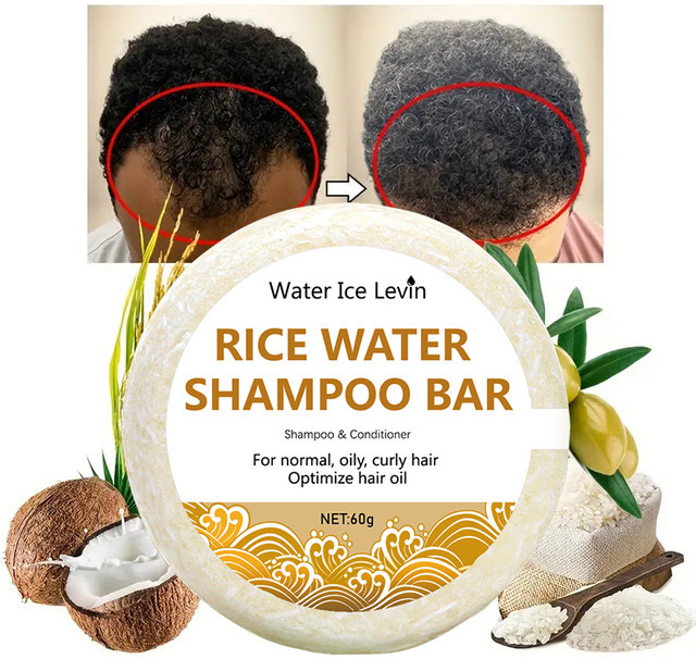 Water Ice Levin Bio-Reis-Shampoo-Seife, 60 g, mit Protein, Unisex - Bild 1