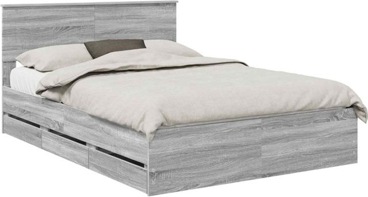 Modernes Funktionsbett vidaXL aus Holzwerkstoff in Grau, B/T/H: 140 x 200 x 90 cm - Bild 1