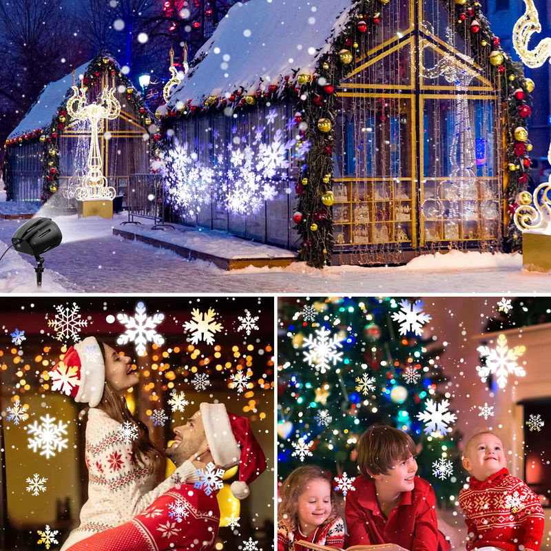 Doppelkopf Weihnachtsschneefall HD Projektor mit Fernbedienung und Timer, IP65 Außenleuchte für Dekoration - Bild 6