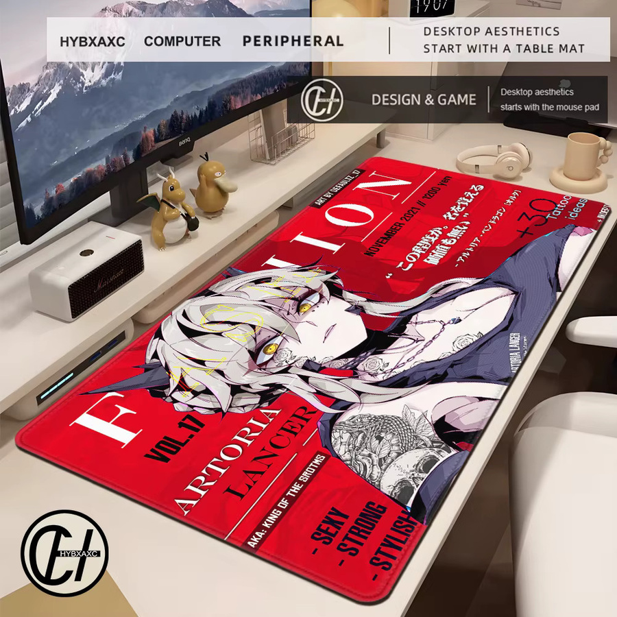 HYBXAXC Gaming Mauspad mit Anime Mädchen Motiv, rutschfeste Deskmat in Multicolour für PC und Laptop - Bild 2