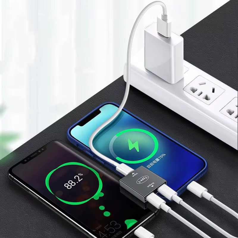 BSN USB C auf Dual Buchse Splitter Hub Konverter Adapter Typ C Extender in Grau - Bild 2