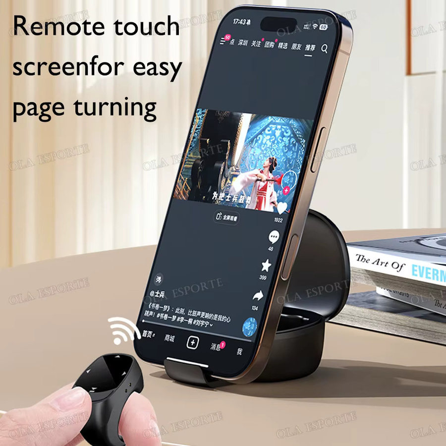 Ola Esporte Bluetooth Fernbedienung mit Touchscreen für iPad und iPhone in Schwarz zur Musiksteuerung und Videoaufnahme - Bild 4