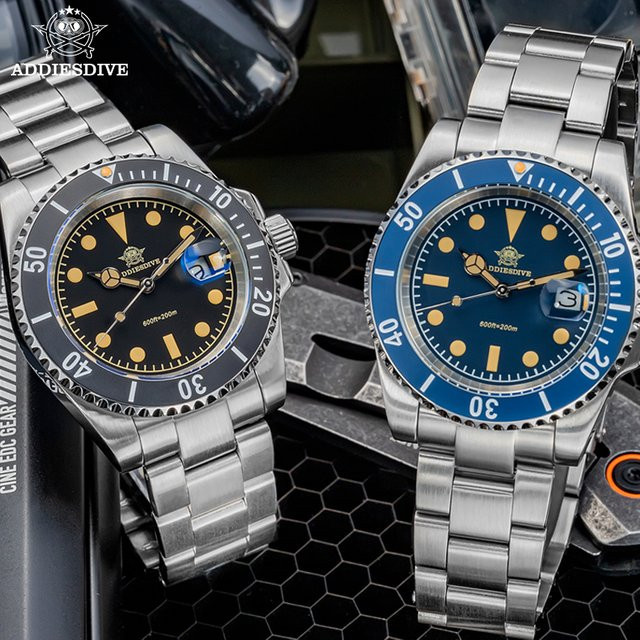 ADDIESDIVE Taucheruhr, Quarz, Edelstahl, Schwarz, Herren - Bild 1