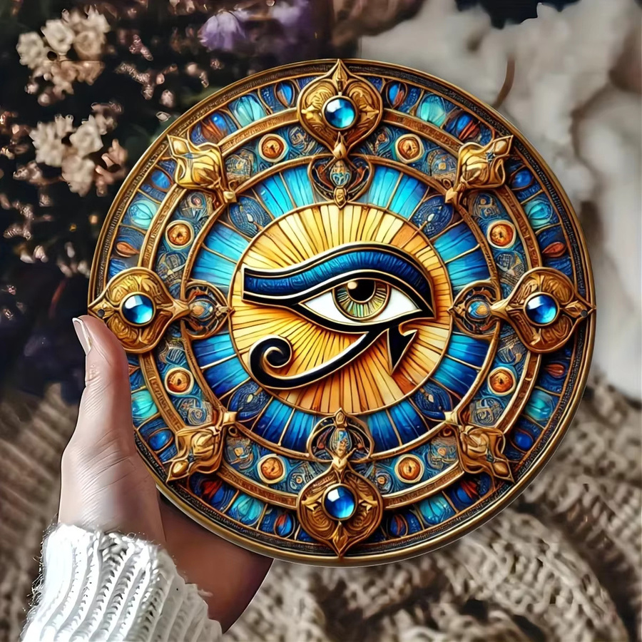 Potdemiel Auge des Horus Rundes Eisenkunstwerk Wandbehang Multicolour Durchmesser: 19,81 cm - Bild 5