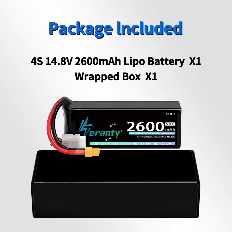 TERANTY 4S Lipo-Akku 14,8V 2600mAh 50C/100C Softcase mit T XT60 Stecker, 2-teiliges Set - Bild 6