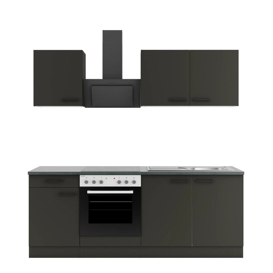OPTIFIT Madrid420 Küchenzeile in Anthrazit mit modernem Design und Breite: 210 cm - Bild 2