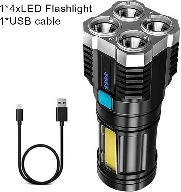 ESMARTER LED Camping-Taschenlampe in Schwarz mit COB-Seitenlicht und wiederaufladbarem Akku - Bild 1