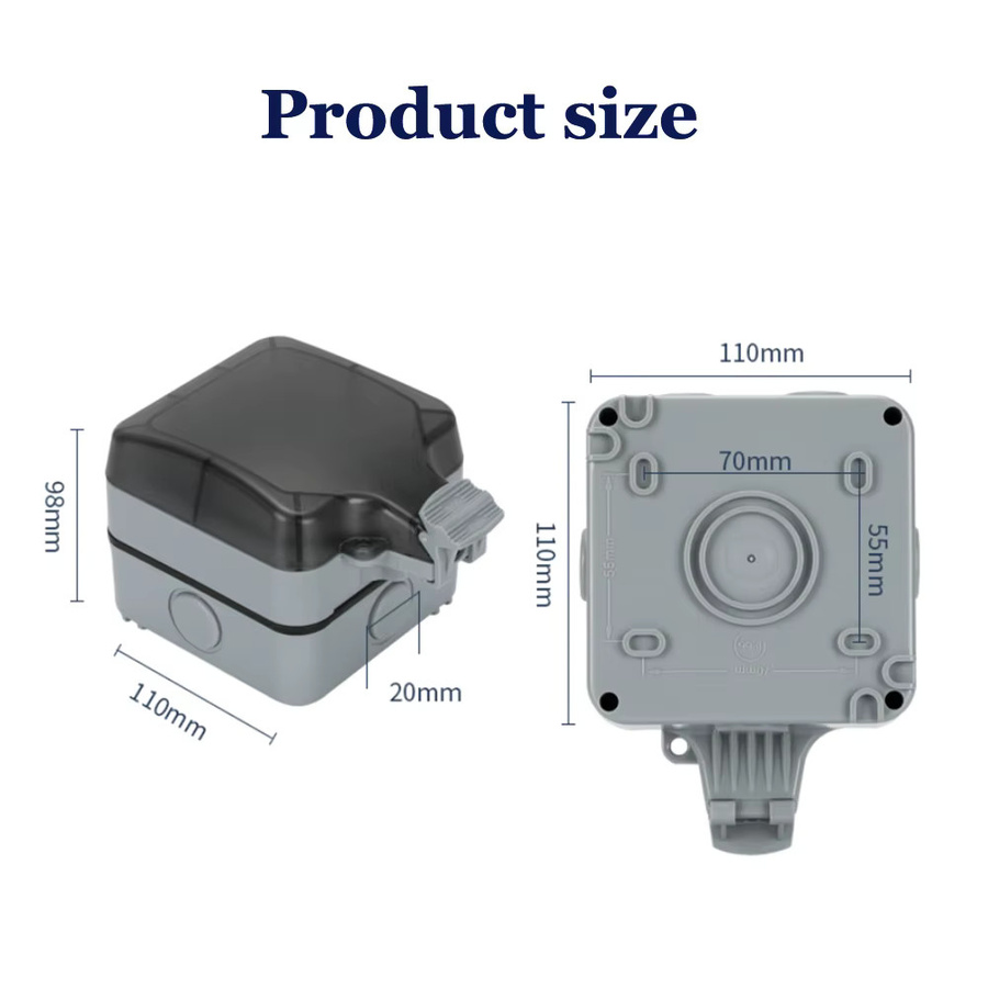 EIOMR wasserdichte Steckdosenbox mit IP66-Schutz für Outdoor, Badezimmer und Küche, universeller Standard-Netzstecker - Bild 5