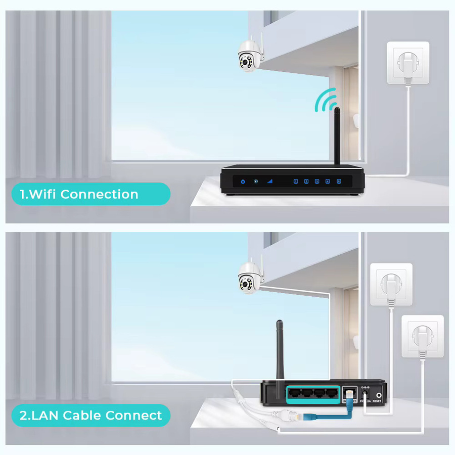 Abuntu 8MP 4K HD Wifi PTZ IP Kamera mit Auto Tracking, KI-Personenerkennung und Audio für die Outdoor-Videoüberwachung in Weiß, steuerbar über die ICSEE App - Bild 3