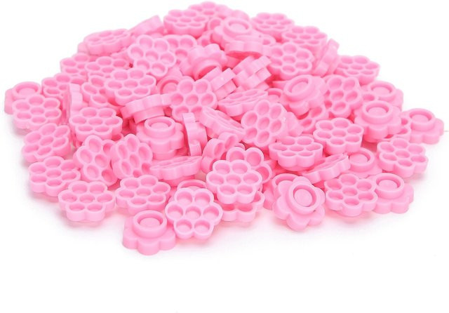 Koogeelife Wimpernverlängerungskleberhalter Blütenförmig, Rosa, 500 Stück - Bild 1