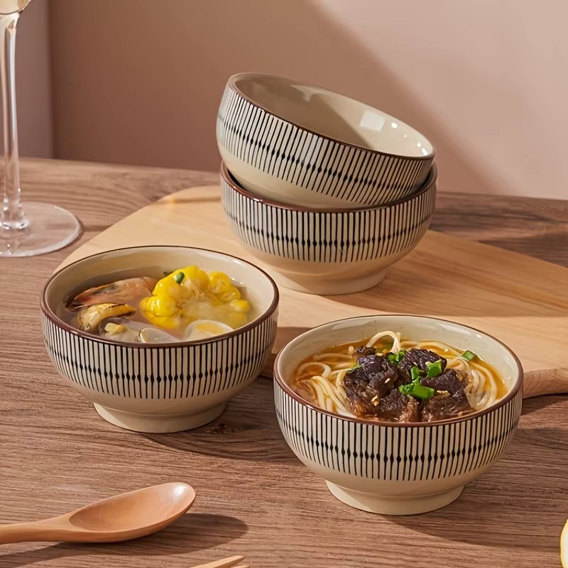 3er-Set yolife Keramikschalen im japanischen Design, mikrowellen- und spülmaschinenfeste Reisschalen - Bild 2