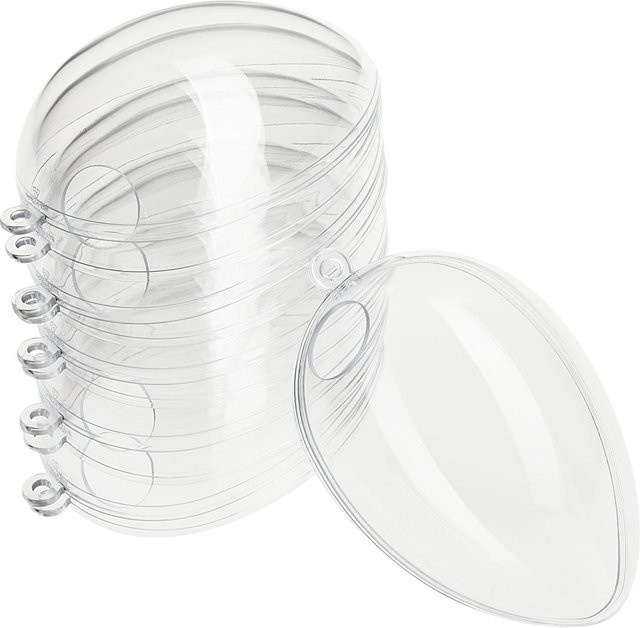 VBS Acryl-Eier mit Bohrung für die Osterdekoration, transparent, 6 Stück, Durchmesser: 8 cm - Bild 1