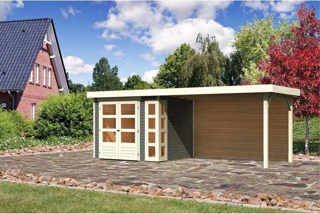 Karibu Holz-Gartenhaus Sölve in Terragrau mit Flachdach und modernem Design B: 238 cm, T: 213 cm, H: 211 cm - Bild 1