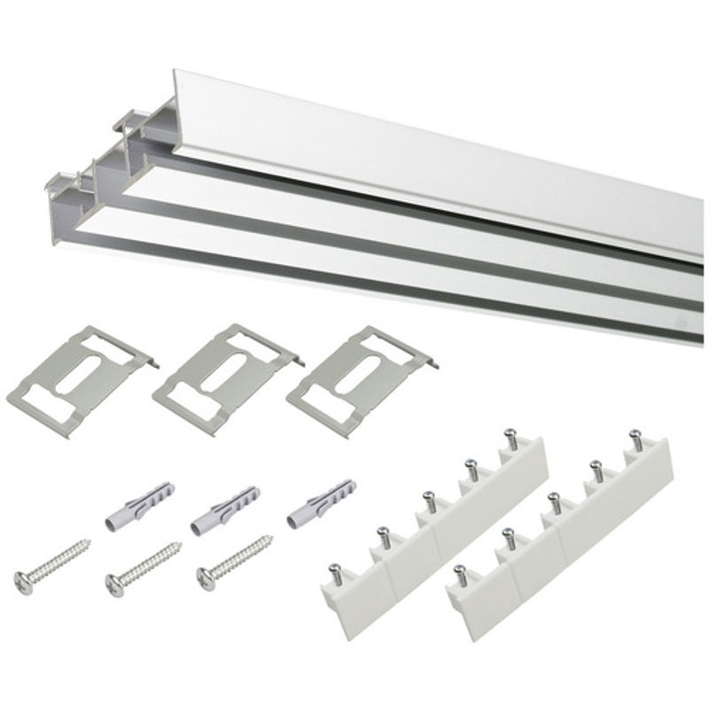 LIEDECO Flächenvorhangschiene aus Aluminium, 3-läufig, U-Form, Farbe: Weiss, Länge: 165 cm - Bild 2