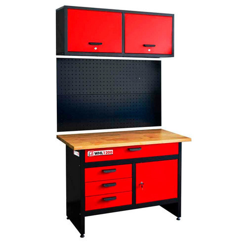 Holzmann Maschinen Werkbank WHL1200 mit Hängeschrank und Lochwand, schwarz/rot, B/T/H: 120 x 60 x 206 cm - Bild 3