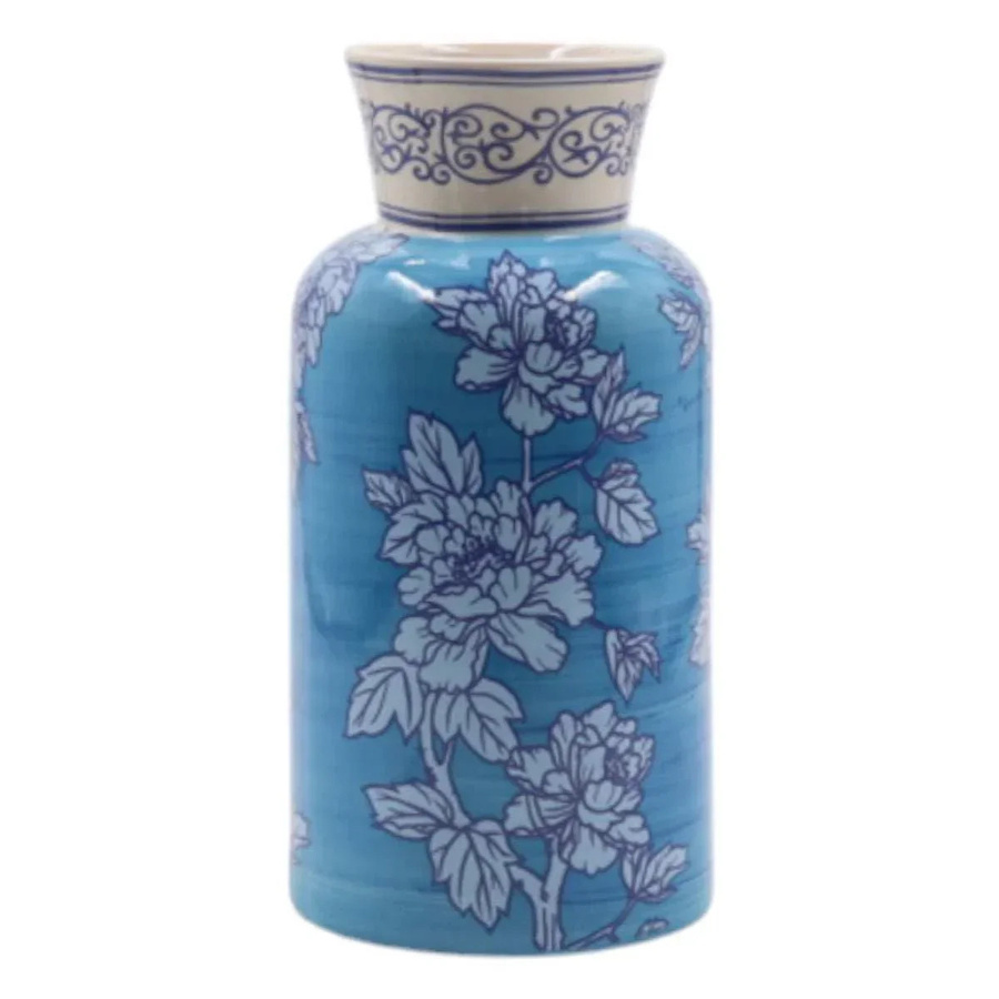 Mansion Blue Blossom Vase aus Keramik in Blau mit Blumenmuster, Höhe: 24 cm - Bild 1