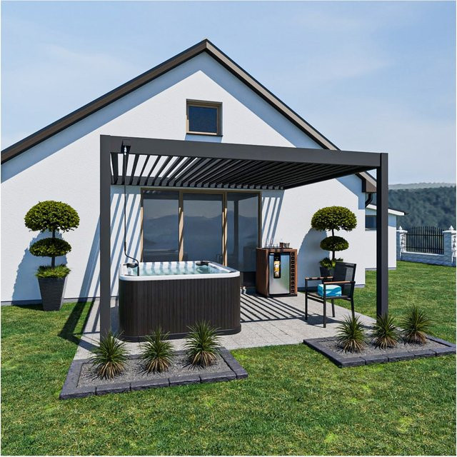 Weide Deluxe Wandpavillon Aluminium Anthrazit B: 360 cm, T: 400 cm - Bild 1