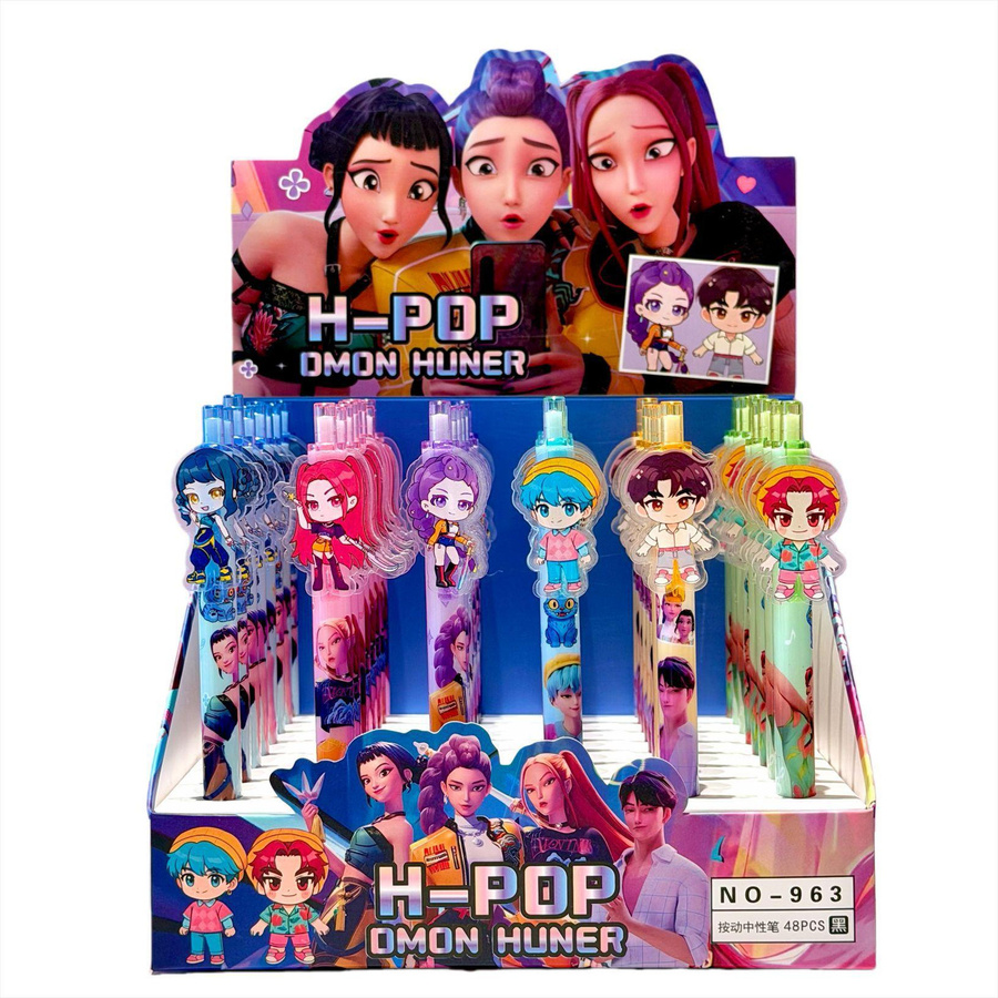 Yiran toy K-POP Teufelsjäger Acryl-Aufnäher in Schwarz mit Gelstift-Optik für Anime-Fans - Bild 2