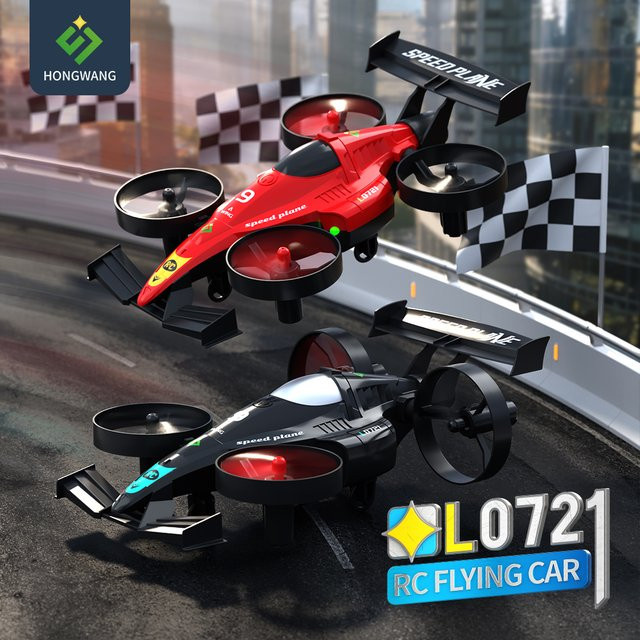 Fremego 2-in-1 Land- und Luft-Dual-RC-Quadcopter & RC-Drift-Auto, ferngesteuert, rot - Bild 1