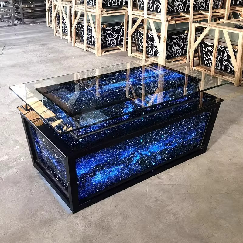 Moderner leuchtender Couchtisch aus gehärtetem Glas mit Display-Design von OEMG - Bild 2