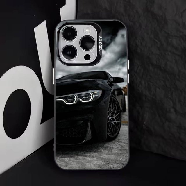 B-BMW Handyhülle für Apple iPhone in Schwarz/Weiß, mattes Anti-Fall Design für iPhone 15 Plus, 14, 13, 12, 11 und weitere Modelle - Bild 1