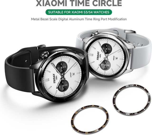 CAOWTAN Ringe für Xiaomi Uhr S3/S4, Edelstahl, Silber, Unisex - Bild 1