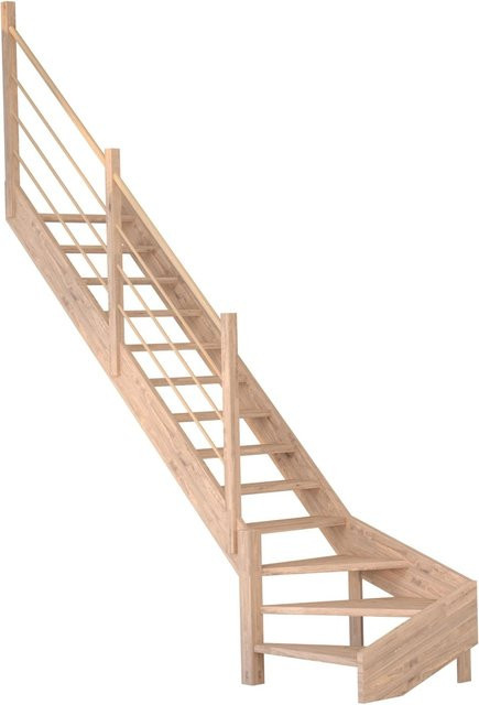 StarWood Treppe Mykonos Pro Eiche Gewendelt in Braun, Länge: 90 cm, Holz-Design-Geländer FSC - Bild 1
