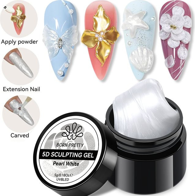 BORN PRETTY 5D Modellier-Gel Nagellack, Perlweiß, 5g - Bild 1