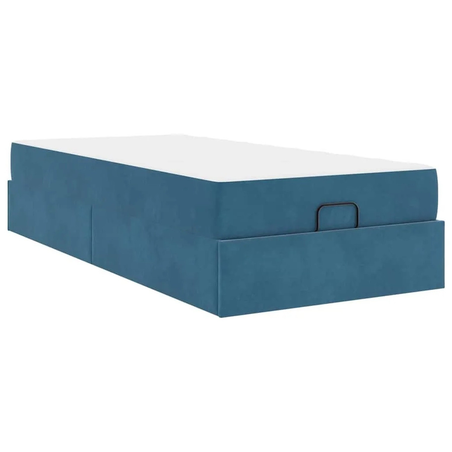 vidaXL Bettgestell mit Matratze und Stauraum in Blau, Samt, B/T/H: 90 x 190 x 43,5 cm - Bild 2