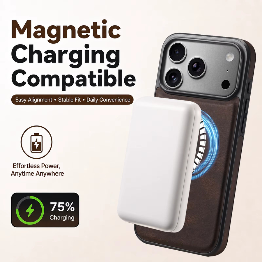 Denior Retro Handyhülle aus PU-Leder mit magnetischer kabelloser Ladefunktion für iPhone 17 16 15 14 13 12 Plus Pro Max Air, sturzsicher - Bild 2