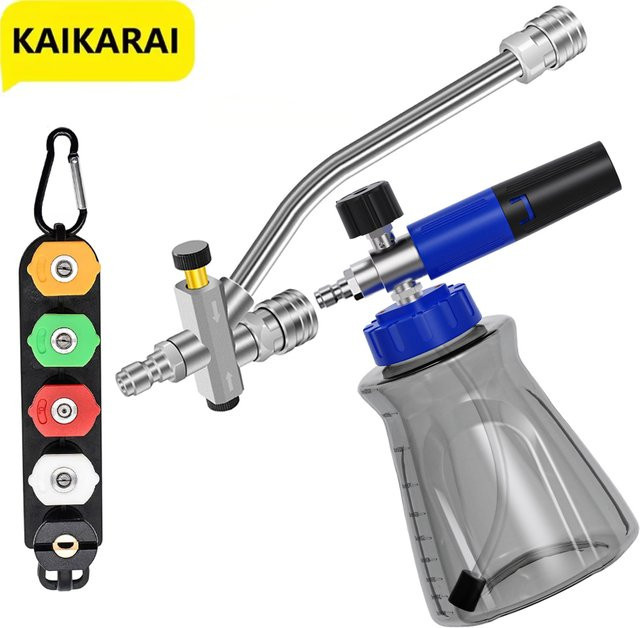 Kaikarai Hochdruckschaumspritzpistole mit fünffarbiger Düse und 1/4 Zoll Doppelanschluss-Verlängerungsstange in Multicolor - Bild 1