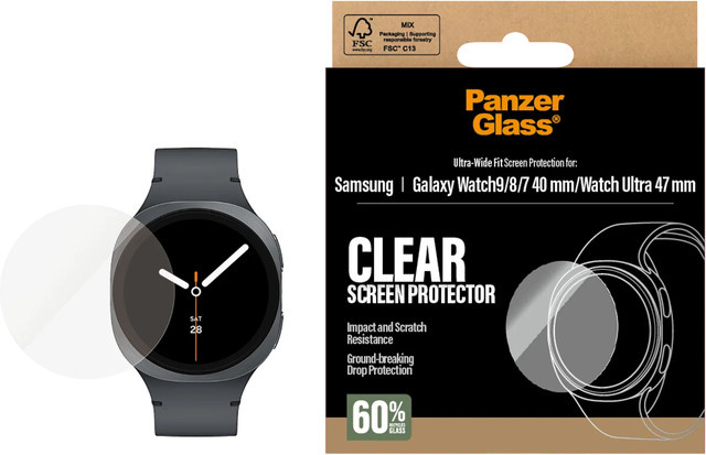 PanzerGlass Displayschutz Samsung Galaxy Watch8 40mm, Watch Ultra 47mm, Watch7 40mm, transparent, Unisex - Bild 1