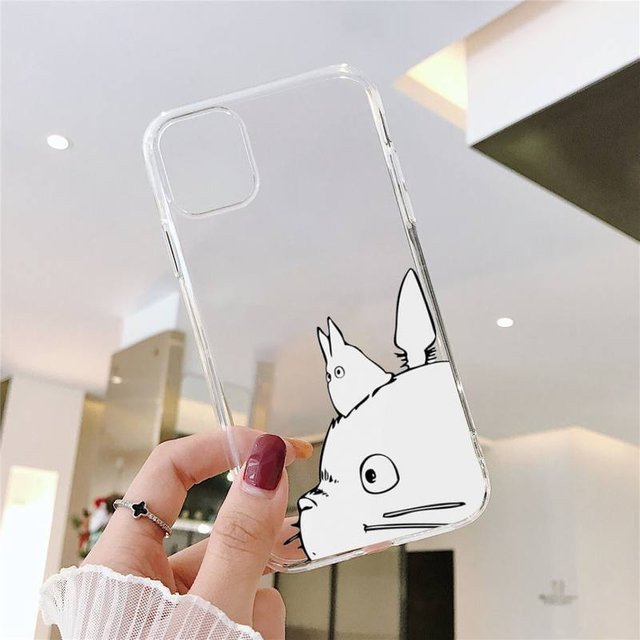 Transparente Handyhülle mit Ghibli Totoro und Sprite Away Motiv für iPhone Modelle - Bild 1