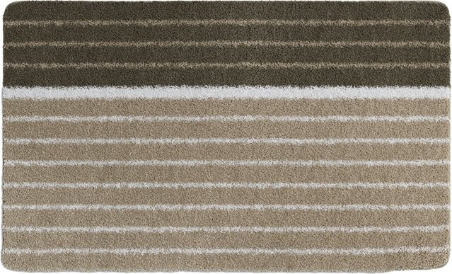 Badematte TANDEA gestreift in Beige und Braun, rechteckig, aus Polyacryl, waschbar und fußbodenheizunggeeignet - Bild 1