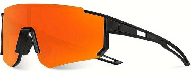 Sportsonnenbrille, Übergroß, Unisex, Vollrand, Kunststoff, orange - Bild 1