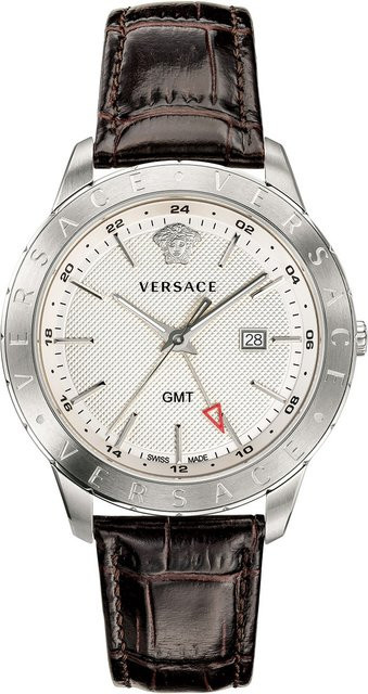 Versace Herrenuhr, Quarz, Edelstahl, Leder, 43 mm, Silber - Bild 1