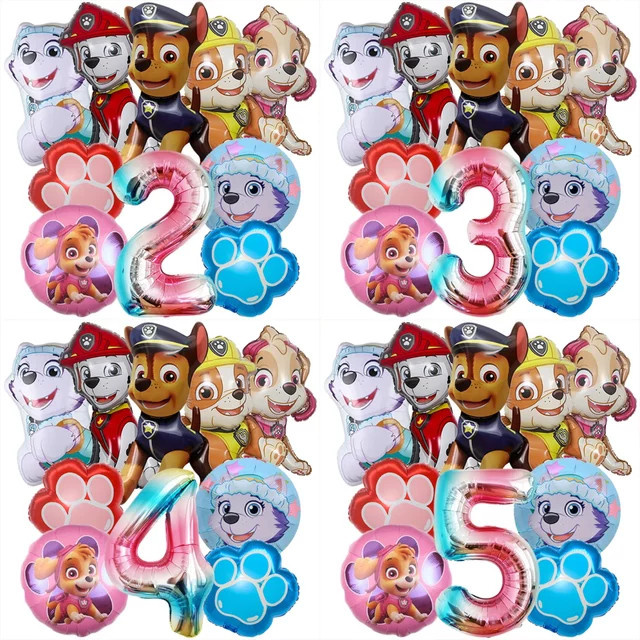 Paw Patrol Aluminiumfolienballon mit Ryder, Skye und Chase als bunte Partydekoration für Kindergeburtstage - Bild 1