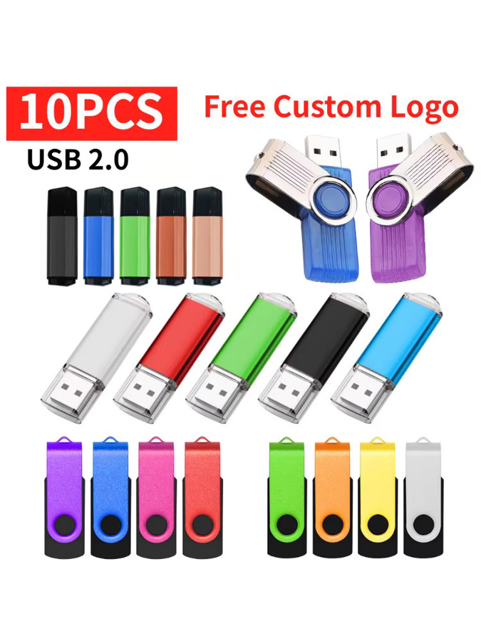 10er Set Oeny USB-Sticks aus Metall mit eigenem Logo, USB 2.0 Flash-Speicher in verschiedenen Farben und Kapazitäten - Bild 3