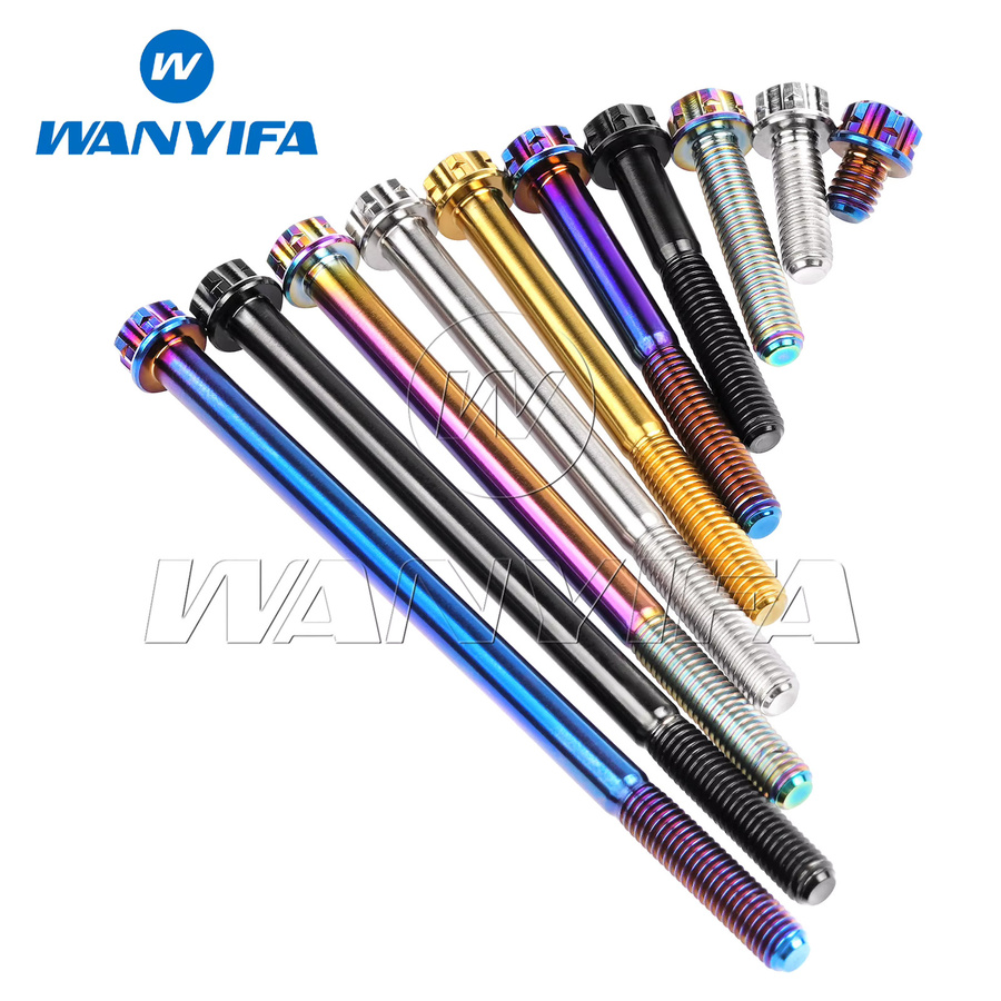 Wanyifa Titanschrauben mit Flanschkopf und Torx T25 für Fahrrad und Motorrad, M5 x 6-90 mm, Grau/Mehrfarbig - Bild 2
