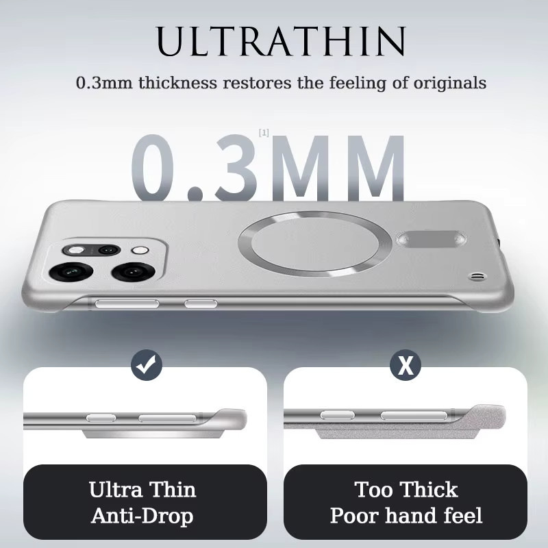 Bless Ring Magnetische Handyhülle mit metallischem Rahmenloser Design für Oppo Find X Ultra, X Plus, Reno Pro, Farbe: Schwarz - Bild 2