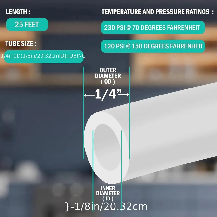 Weißes Wasserrohr für Umkehrosmose und Aquarium mit 1/4 Zoll Außendurchmesser für deionisiertes Wasserfiltrationssystem - Bild 3