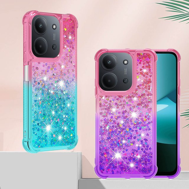 Stoßfeste Handyhülle mit Glitzer-Farbverlauf und flüssigem Treibsand für Xiaomi Redmi 15C in Multicolour - Bild 1