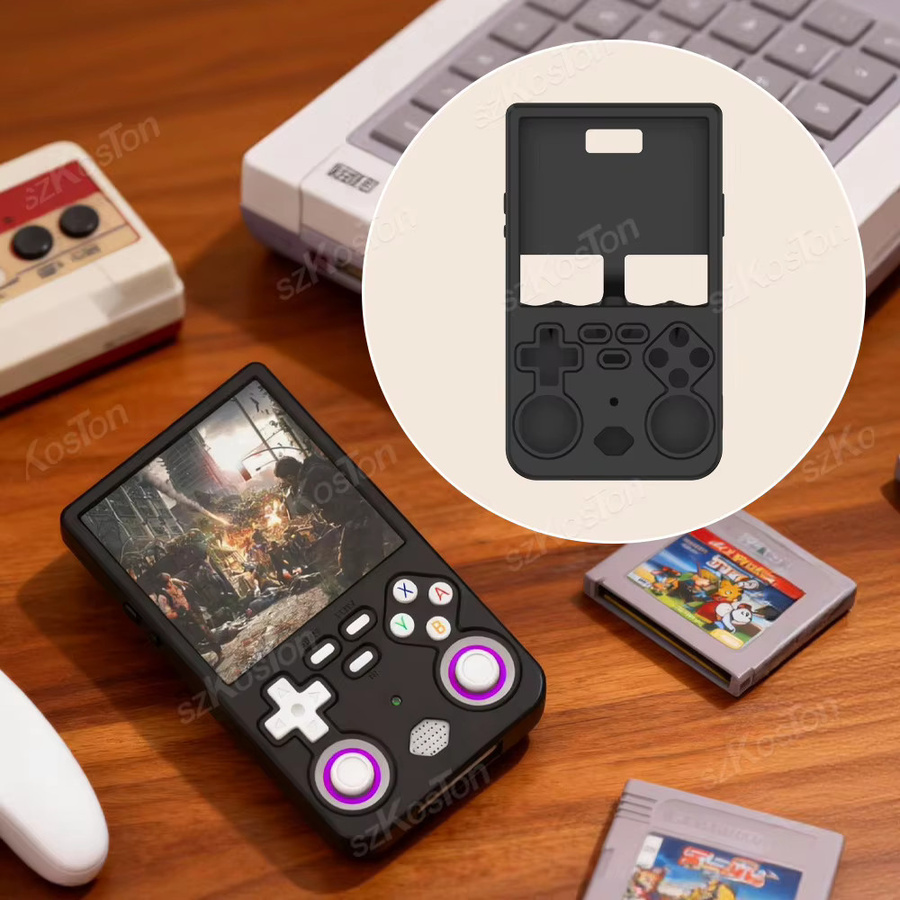 SZKOSTON Silikon-Schutzhülle für R36 Ultra Retro Handheld-Spielekonsole in Schwarz - Bild 5